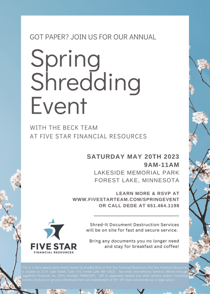 Spring Shredding Event Five Star Financial Resources